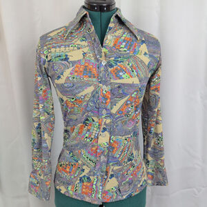 Ladies' 70s Vintage Psychedelic "Disco" Shirt Small